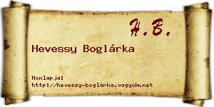 Hevessy Boglárka névjegykártya