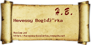 Hevessy Boglárka névjegykártya